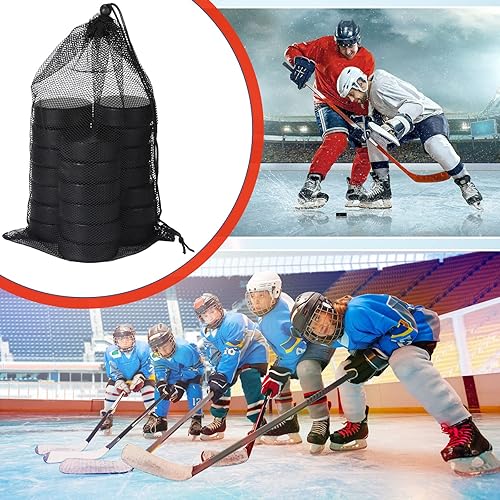 Miniatura 2 de Mini discos de hockey sobre hielo de espuma deportiva de 3 pulgadas para interiores con bolsa de malla para niños y adultos, práctica y