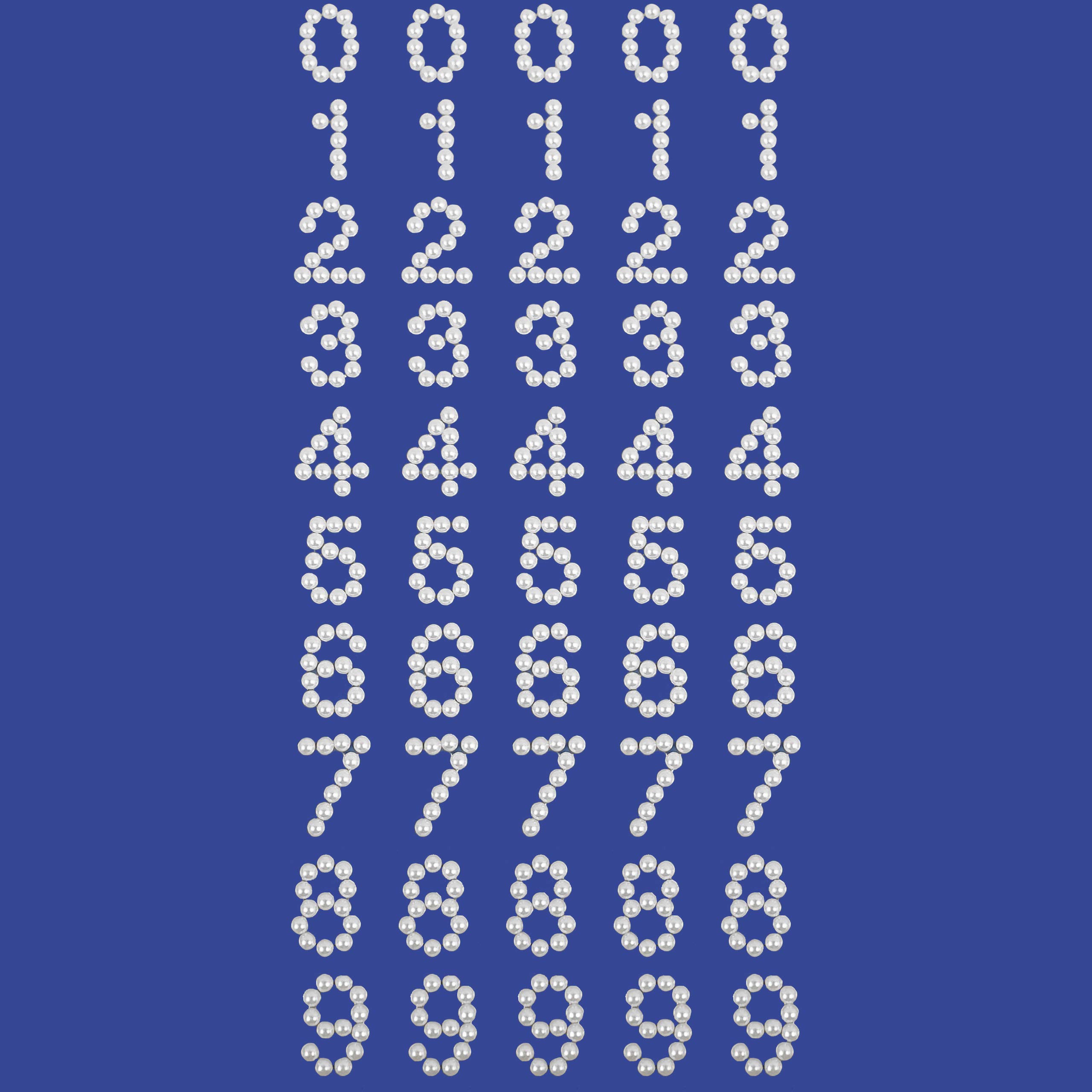 10mm Self Adhesive Pearl White Number Stickers - 3D Raised Birthday Sticker Sheet