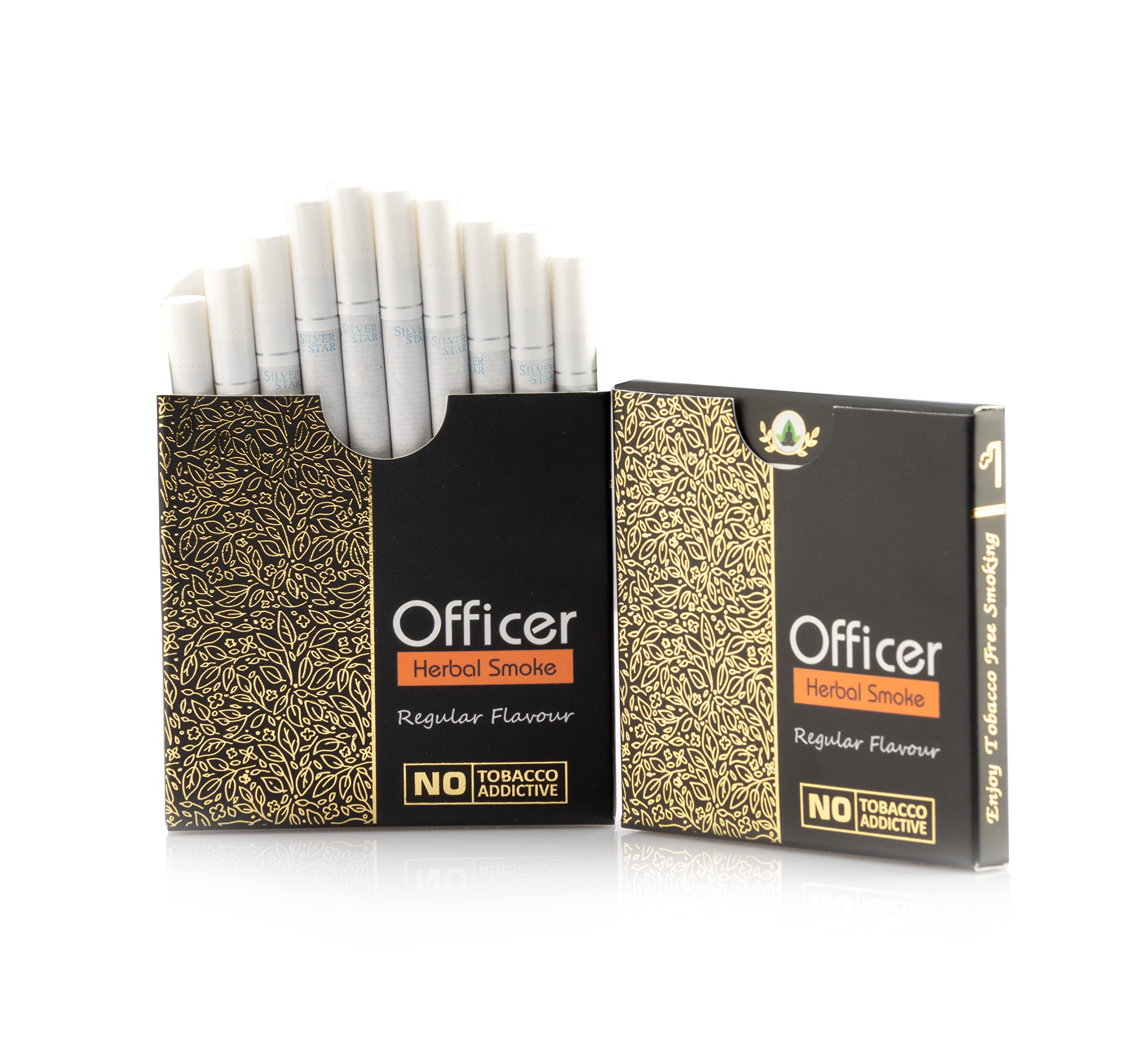 Aarogyam Herbals Officer Herbal Cigarette 100% Tobacco & Nicotine Fre Smoke for Relieve Stress & Mood Enhance Product - REGULAR FLAVOUR, 2 Packets (20 Sticks) (B09SJ4MRJJ) Amazon Price History, Amazon Price Tracker
