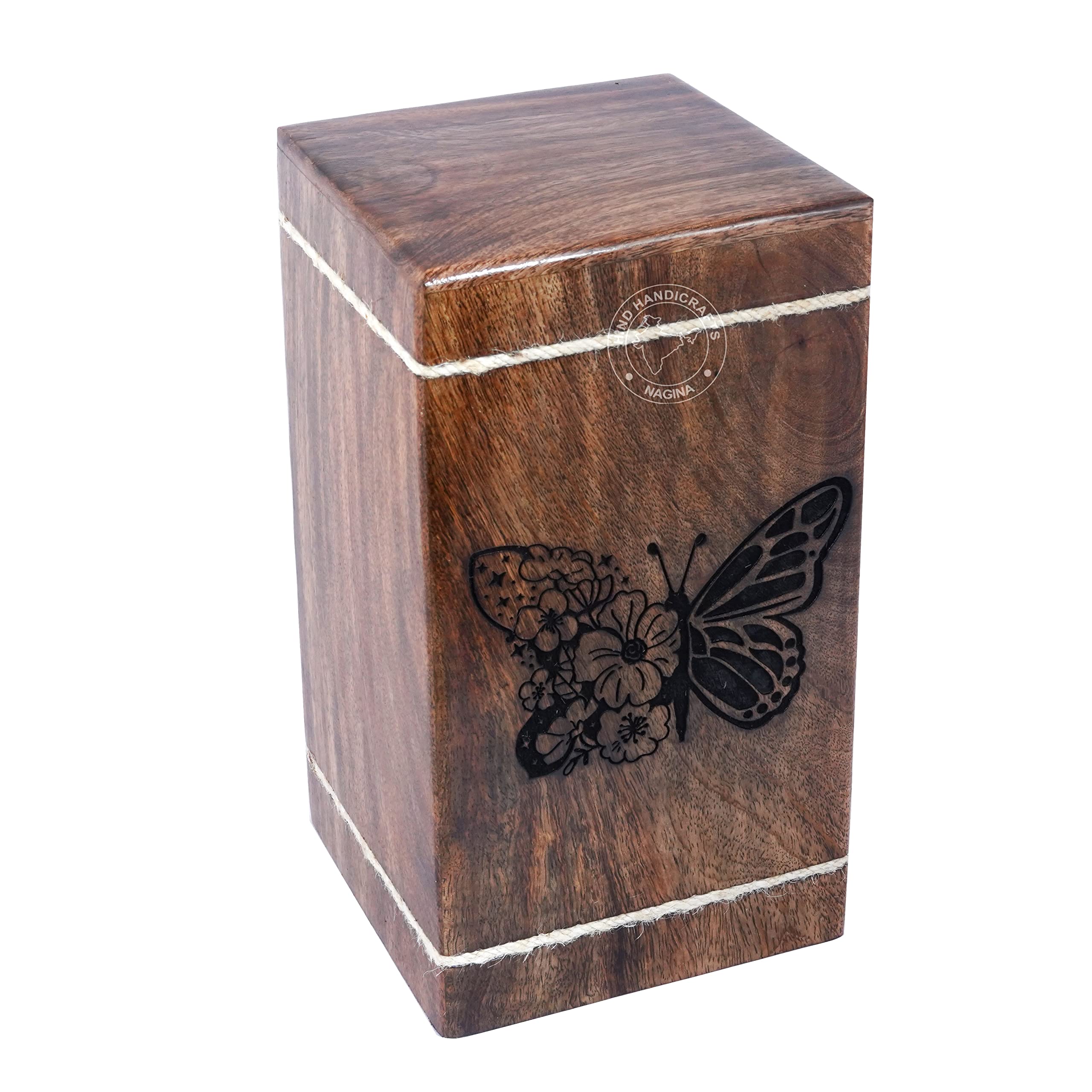 Urne funéraire en bois fabriquée à la main pour cendres humaines pour adulte – Urne funéraire en palissandre pour cendres – Urne funéraire pour Columbarium – Urne funéraire (papillon