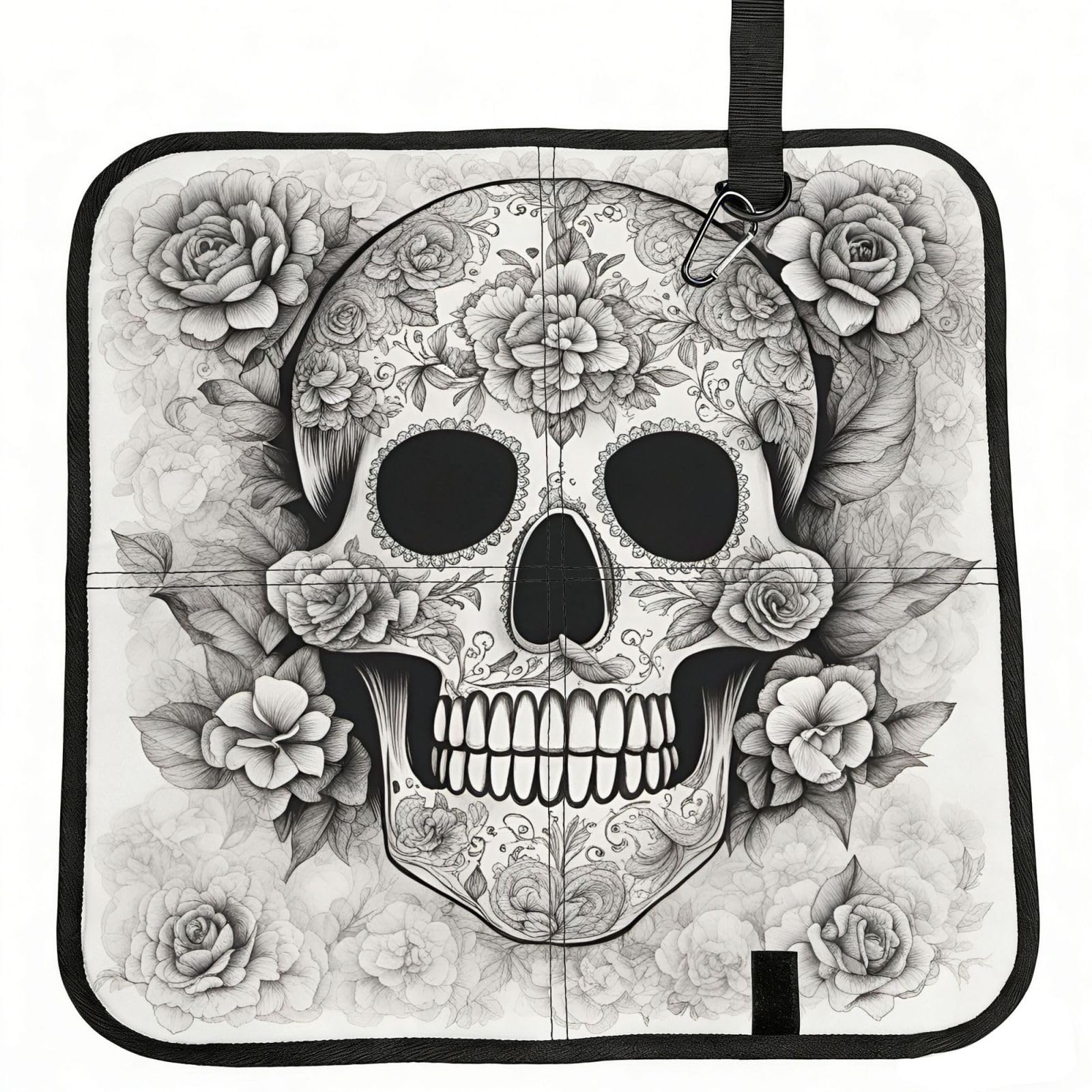 UVBDF Mexican Skull Print Outdoor Sitting Cushion Folding Seat Pad Compact Portable Picnic Bench Cushion Mat