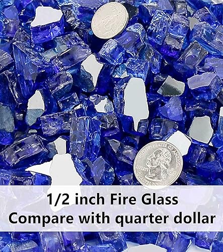Vista 95 de Grisun Vidrio ignífugo para cuenco de fuego, 1/2 pulgada de alto, 10 libras, brillo reflectante, rocas de vidrio templado para gas natural o Verde