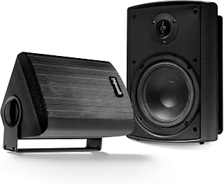 Gemini Sound GHSI-W525BT 5.25" IP44 Waterproof Outdoor Bluetooth Speakers Pair - 150W Powered Wall Mount, Daisy Chain, Patio Stereo (Black)