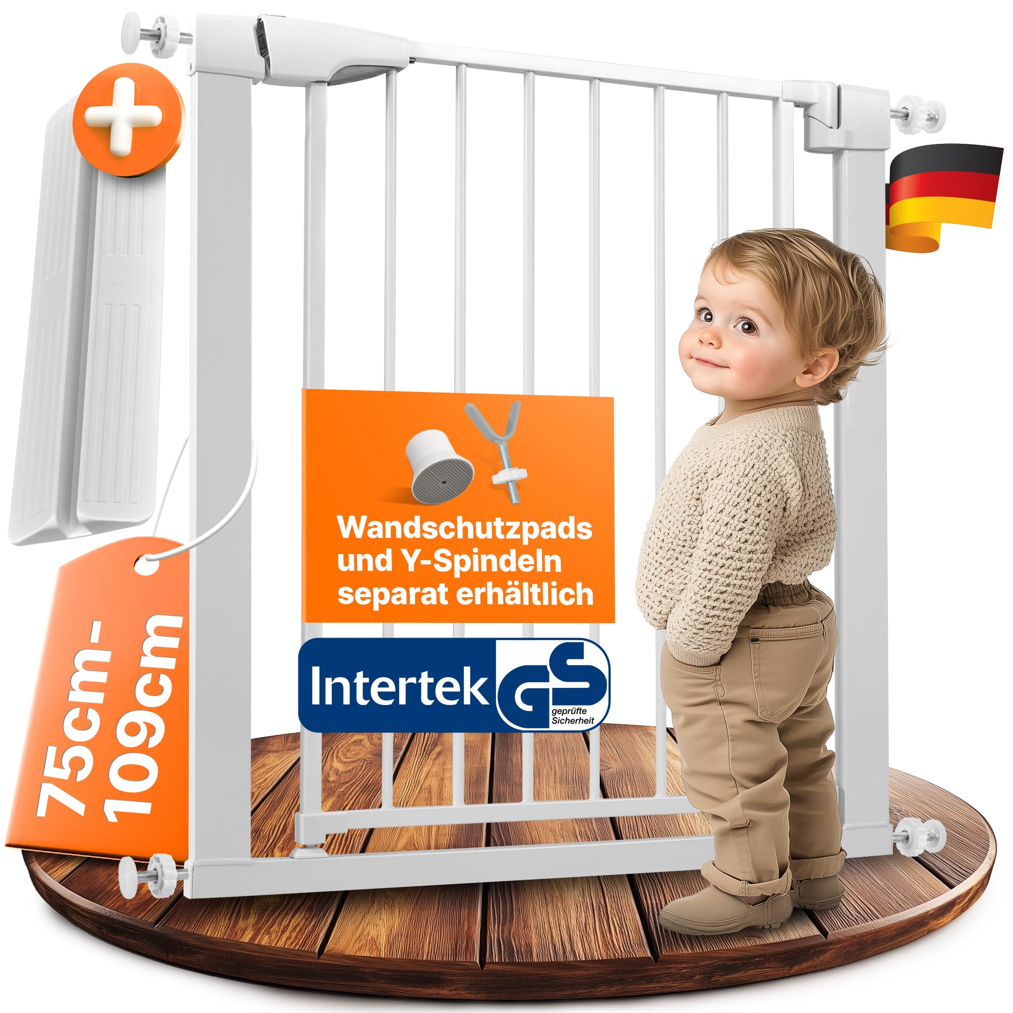 CHILDOO Treppenschutzgitter ohne Bohren GS-Zertifikat Türschutzgitter Türgitter Baby, Hunde, Kinder Kinderschutzgitter Tür Schutzgitter Treppe Absperrgitter Hund Treppengitter Kindergitter Babygitter