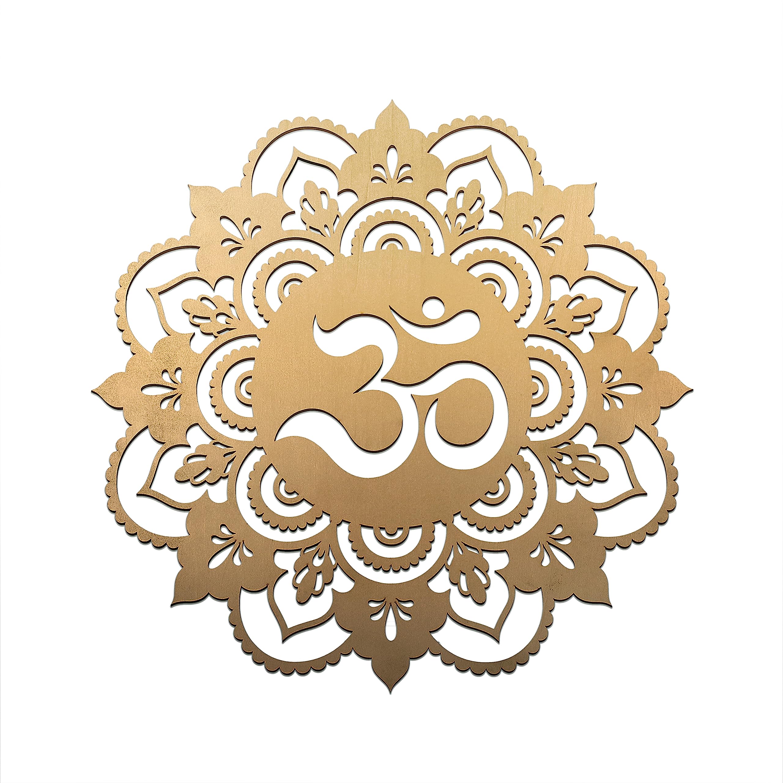 Fourth Level MFG 12" Sacred Om (Gold), Sacred Geometry Wood Wall Art, Sacred Sound Symbol, Mandala, Zen Home Decoration for Yoga and Meditation, Good Chakra Energy Spiritual Altar Decor