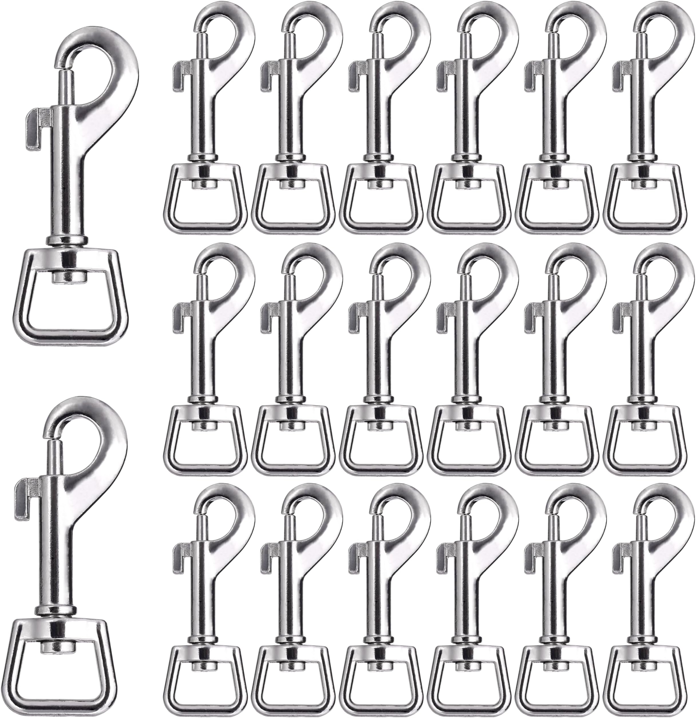 Swivel Snap Hooks, Lucky Goddness 20pcs Metal Heavy Duty Square Eye Clasp Buckle Trigger Clip Multipurpose- Best for Spring Pet Buckle, Key Chain for Linking Dog Leash Collar, Handmade Crafts Project