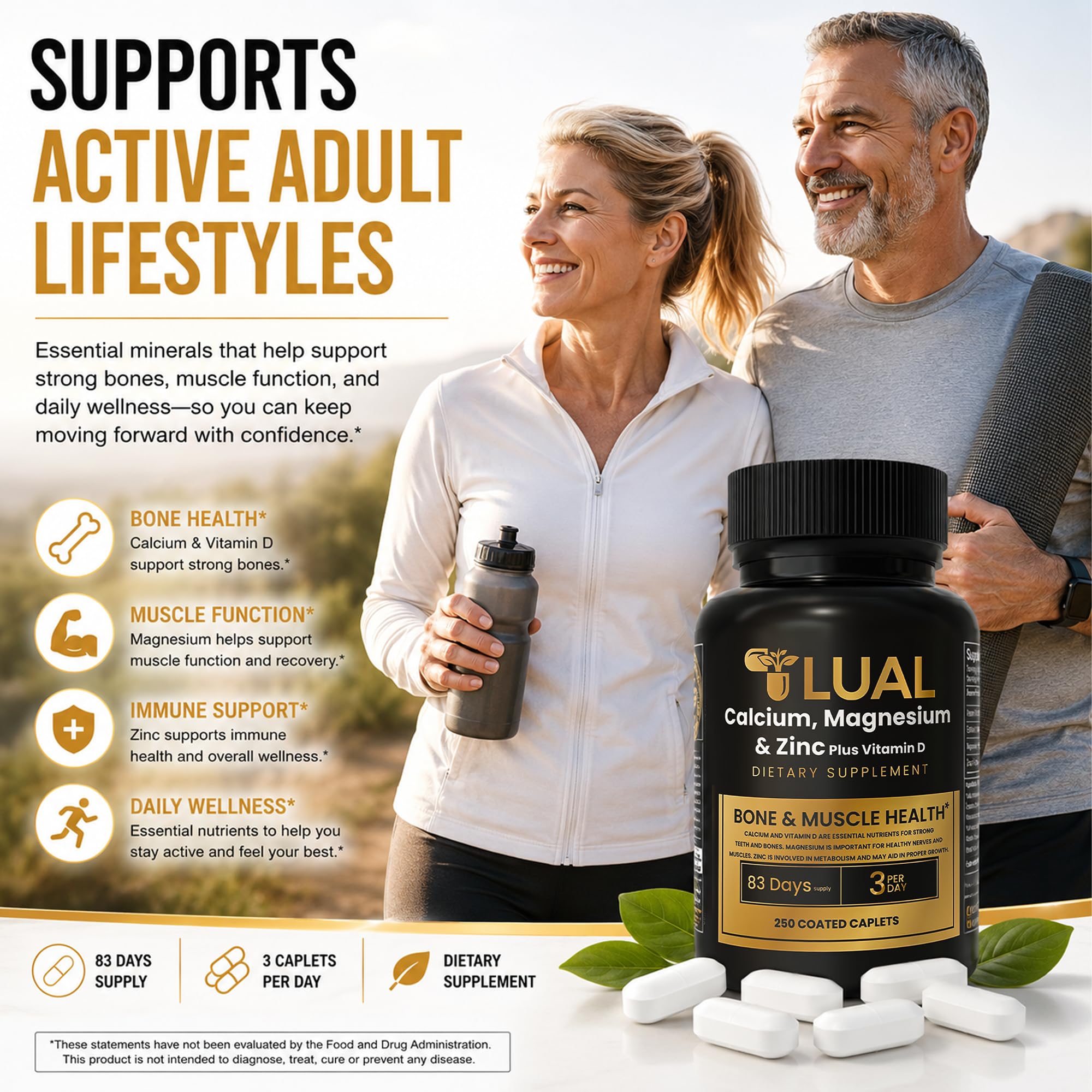 LUAL Calcium Magnesium Zinc with Vitamin D3, 250 Coated Caplets, for Adults — Amazon image 5
