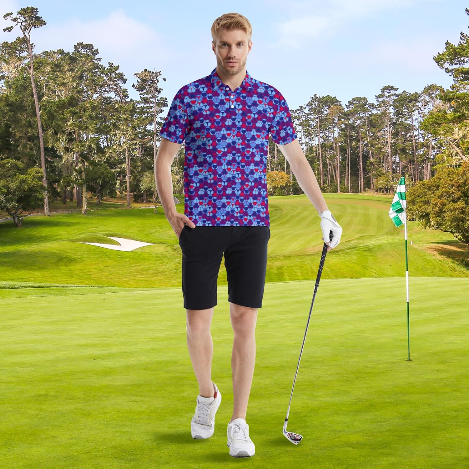 Men's Funny Golf Shirts Hawaiian Polo Shirts 80S Flashes Polo Shirts Funny Hawaiian Beach Summer Golf Polo Shirts
