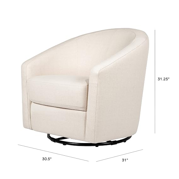 Babyletto Madison Swivel Glider in Performance Natural Eco-Twill, Water Repellent & Stain Resistant, Greenguard Gold and CertiPUR-US Certified