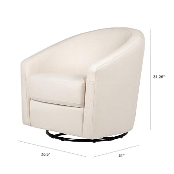 Babyletto Madison Swivel Glider in Performance Natural Eco-Twill, Water Repellent & Stain Resistant, Greenguard Gold and CertiPUR-US Certified