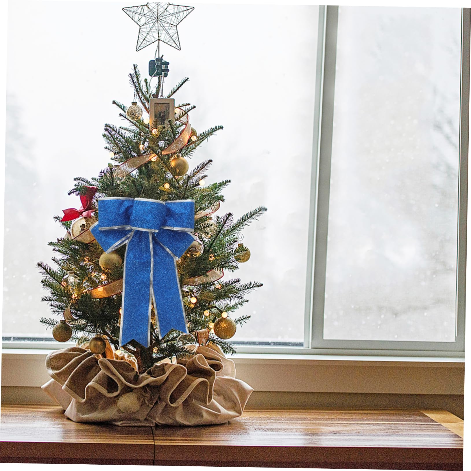 Homoyoyo 5piezas Lazo Navideño De Tela Brillante Lazos Navideños para Árbol De Navidad Cinta De Obsequio Nudo para Decoración De Navidad