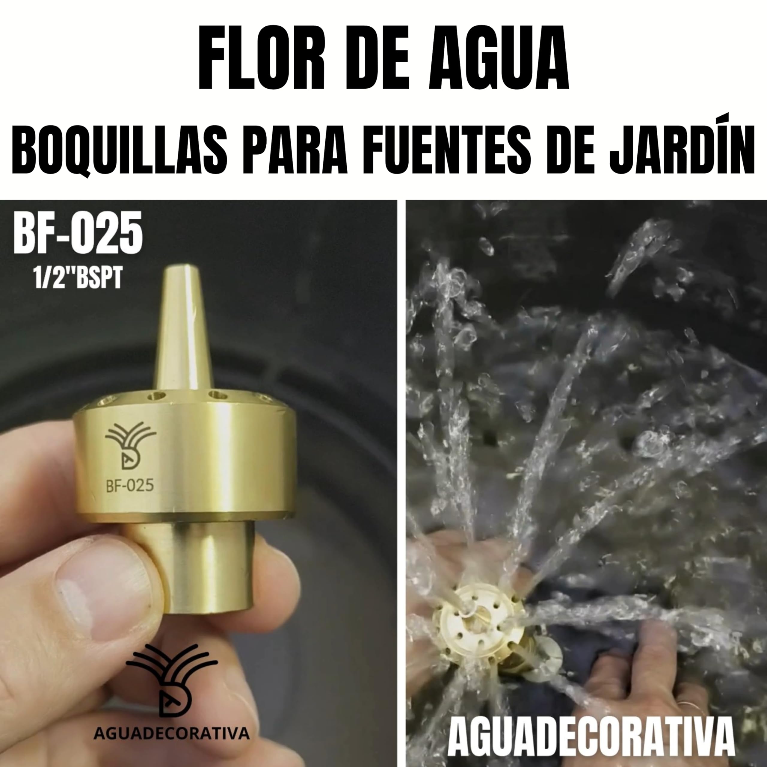 Toberas para Fuentes de Jardín - Flor de Agua 1/2" (Latón)