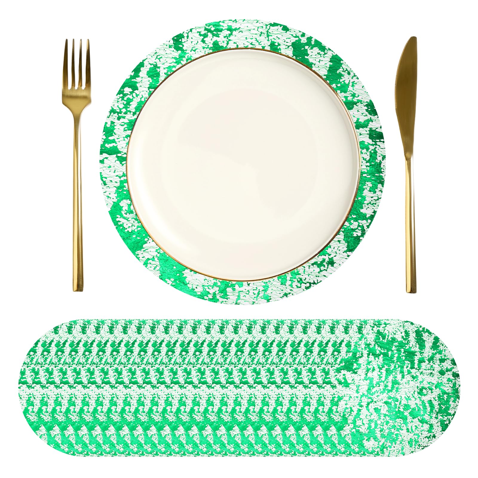 Sets de table ronds jetables vert en maille métallique napperons de table 33cm