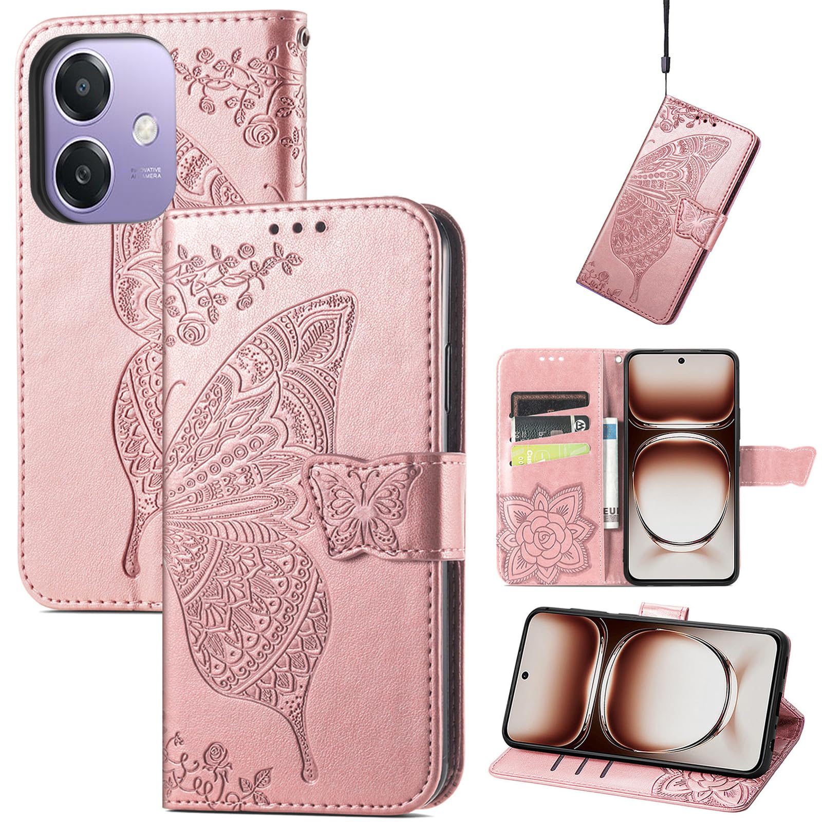 PEIYE Cover per Oppo A40 4G / A40m / Oppo A60 5G - Custodia in Pelle PU con Design