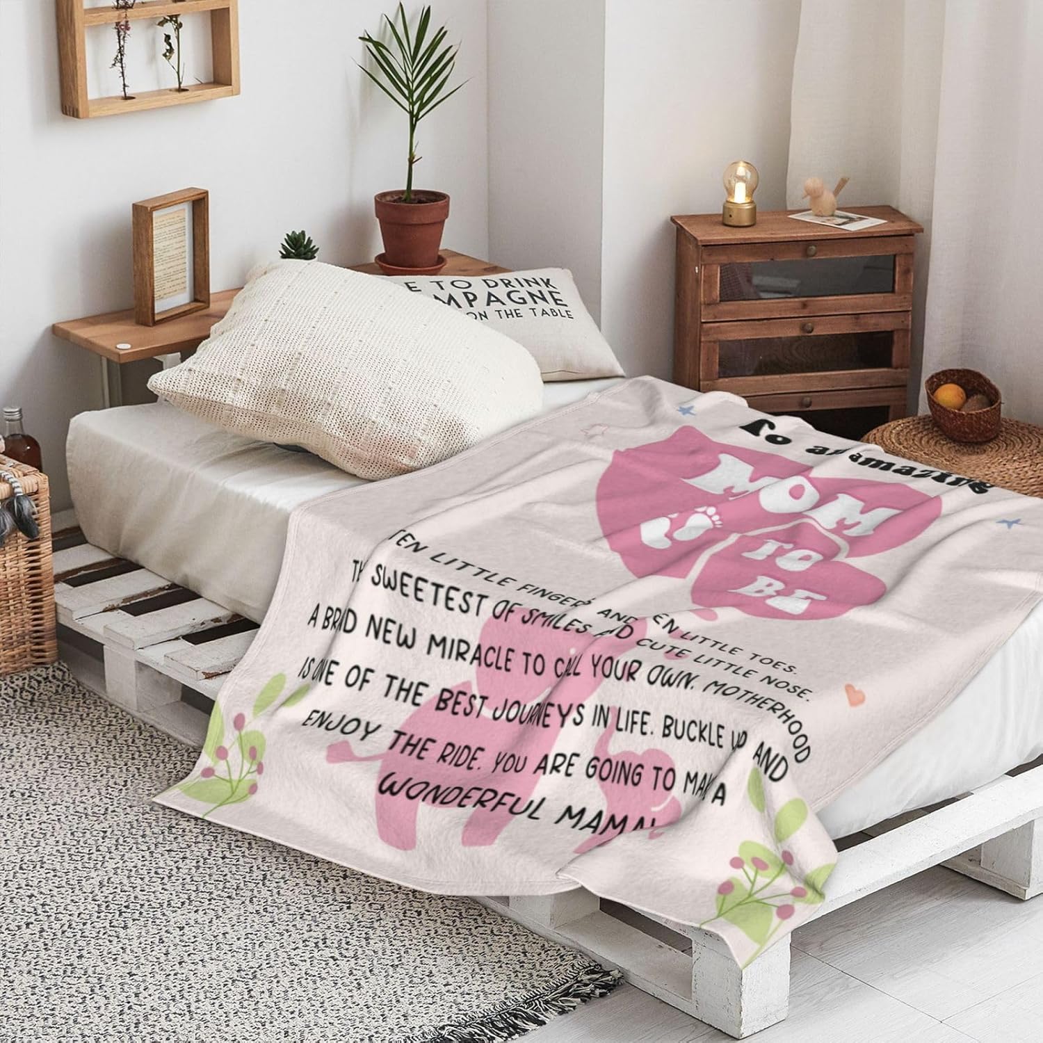 puekrtoa Mom to Be Gifts, New Mom's Gift, Valentines Day First Time Mom Gift, Pregnancy Gifts for Expecting Moms, Postpartum Presents for New Moms After Birth Blanket 60"X50" - Image 5