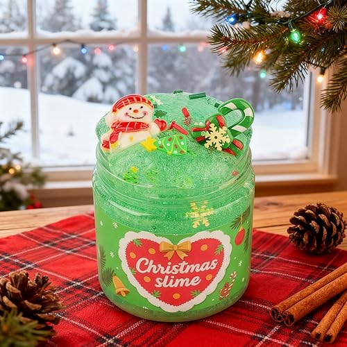 Miniatura 2 de Slime de Cristal de Navidad Rosa y Verde de 2 Paquetes para Niños, Slime para Medias de Navidad para Niños - Kit de Juguetes de Slime, Regalos de
