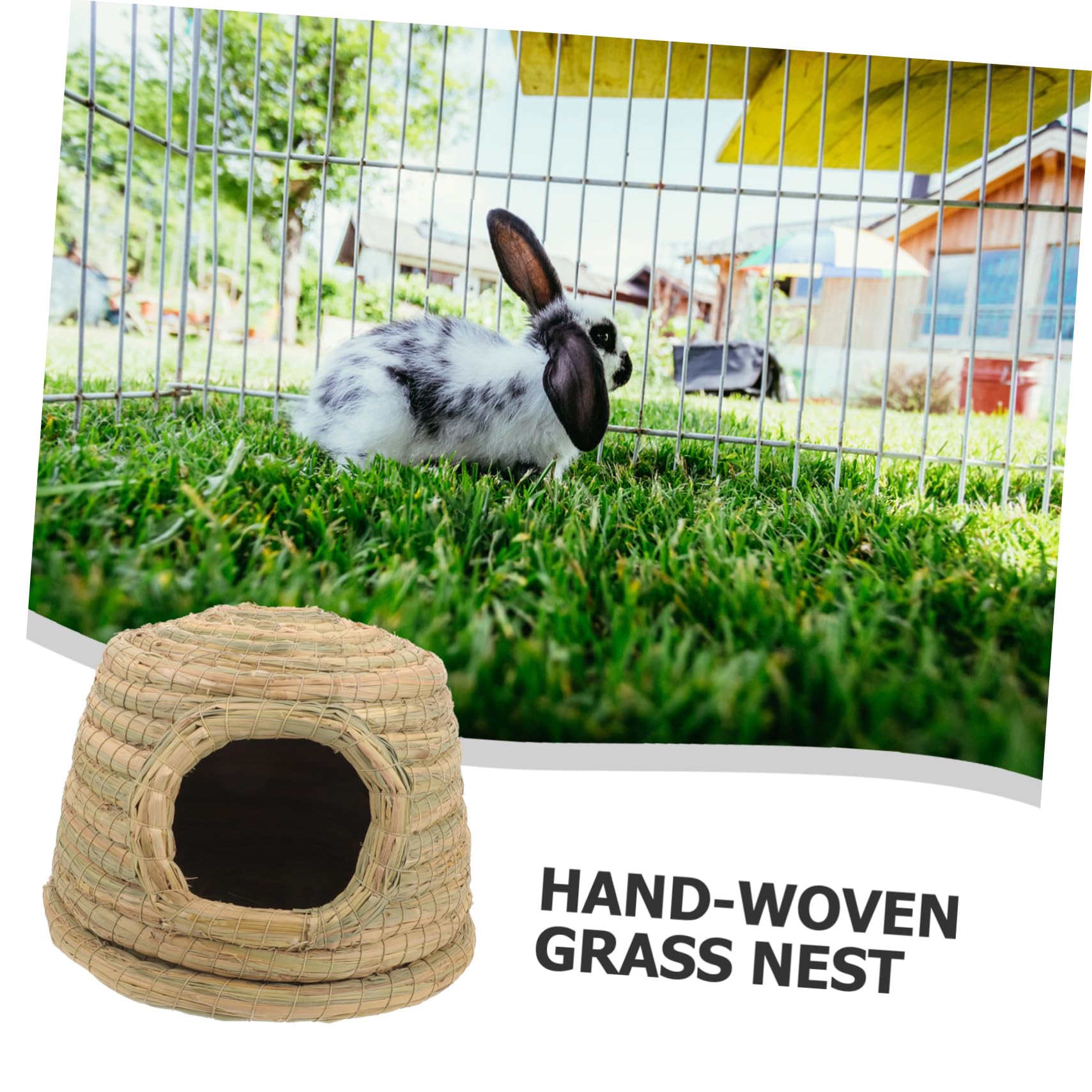 Gewebtes Grashasennest für Kaninchen und Kleine Haustiere, Leicht Grün