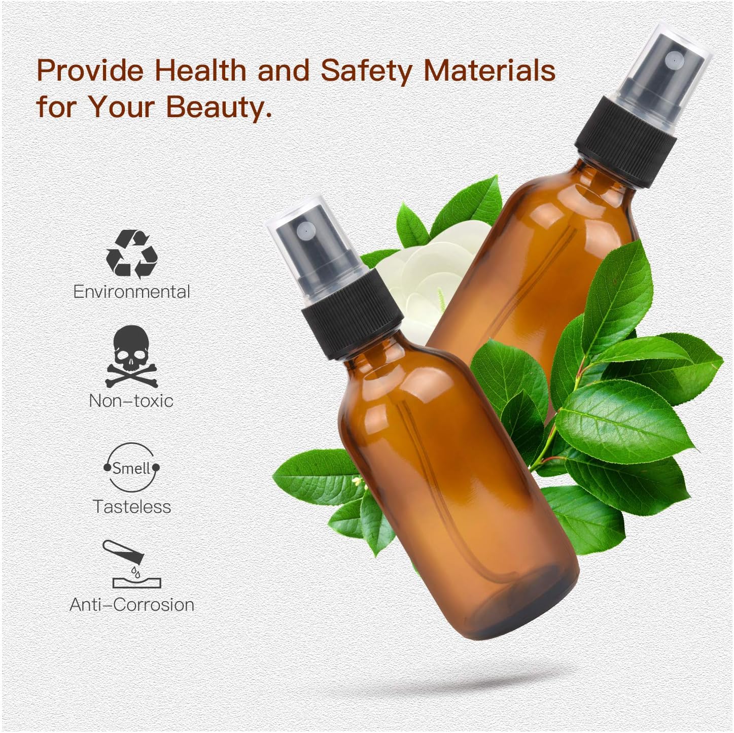 2oz Amber Glass Spray Bottles ULG 16 Pack Small Fine Mist Sprayer Empty Refillable Essential Oils Perfume Cologne Atomizer for Outside Travel, DIY Labels Included