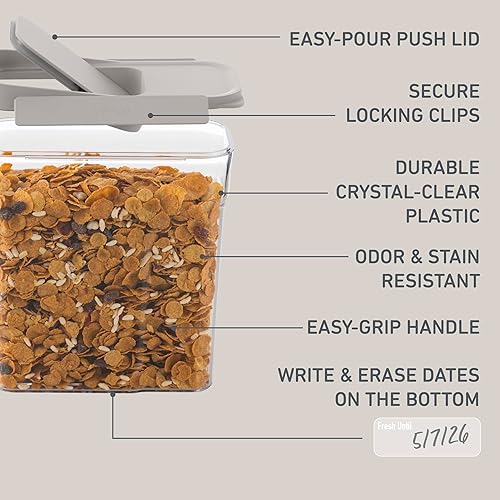 Miniatura 5 de Bentgo Pantry - 6 recipientes herméticos para cereales, tapa fácil de empujar y verter, almacenamiento apilable y transparente sin BPA, tapas de