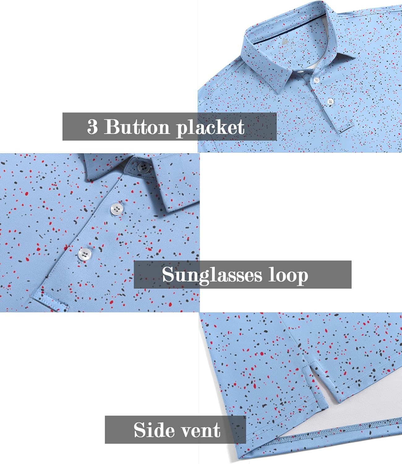 ZITY Men's Golf Shirts Short Sleeve Moisture Wicking Performance Print Patterns Casual Collared Golf Polo Shirt for Men