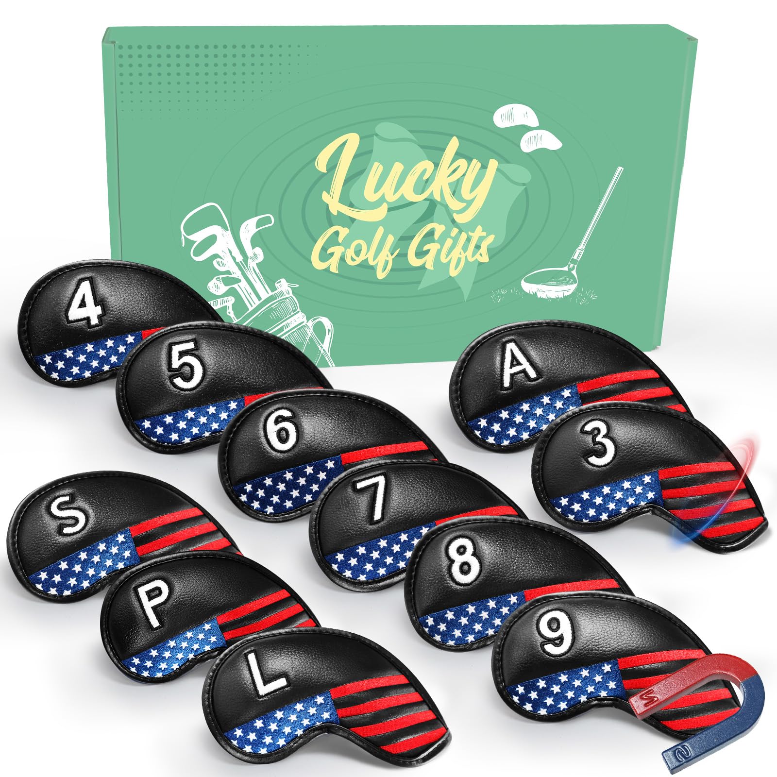 FINGER TEN Magnetic Golf Iron Headcovers Value 11 Pack