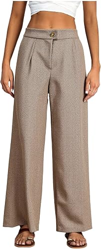 winkbay Women's High Waisted Dress Pants Fall Vintage Straight Leg Business Casu