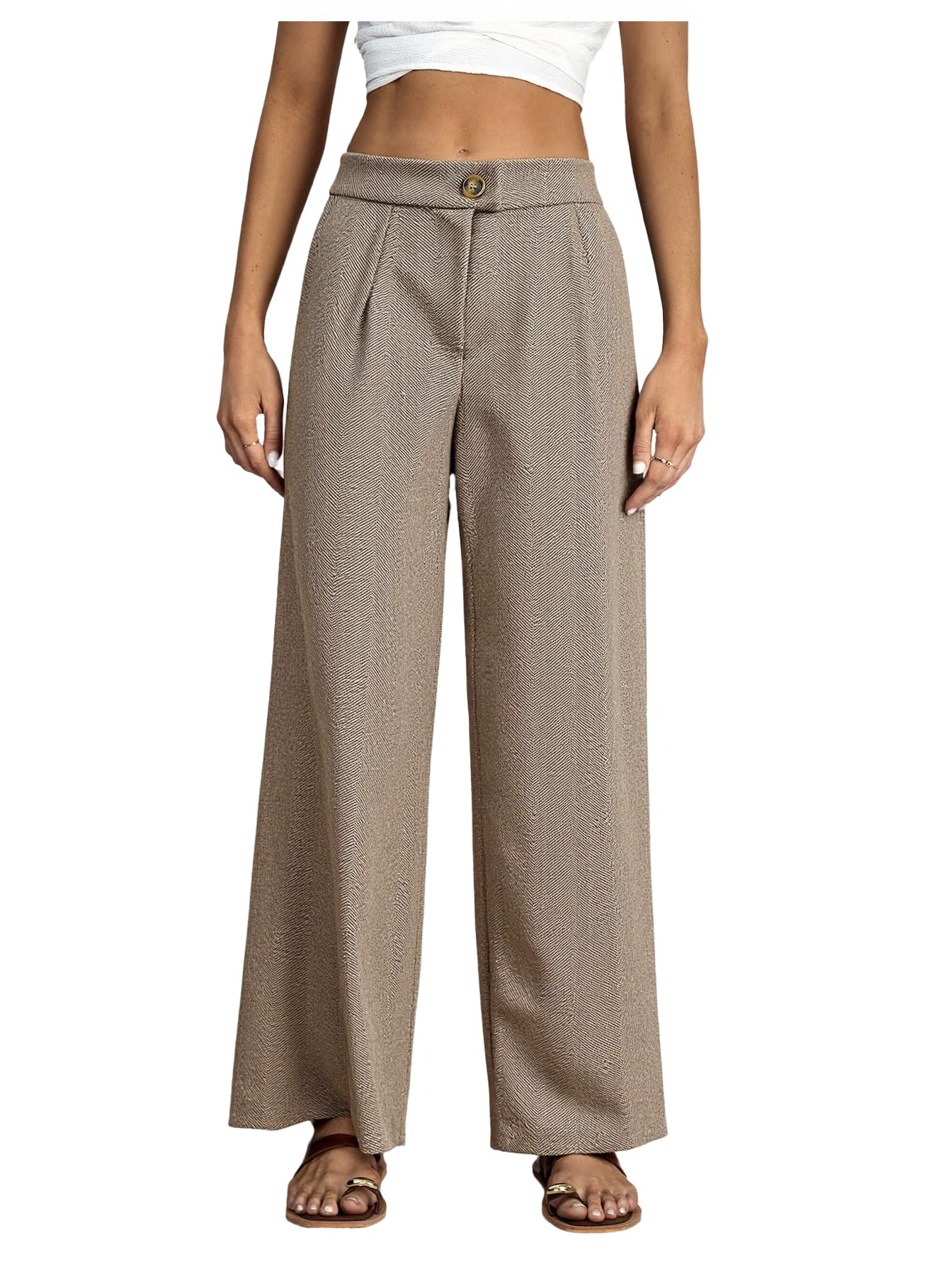 Womens High Waisted Dress Pants Fall Vintage Straight Leg Business Casual Trousers with Pockets