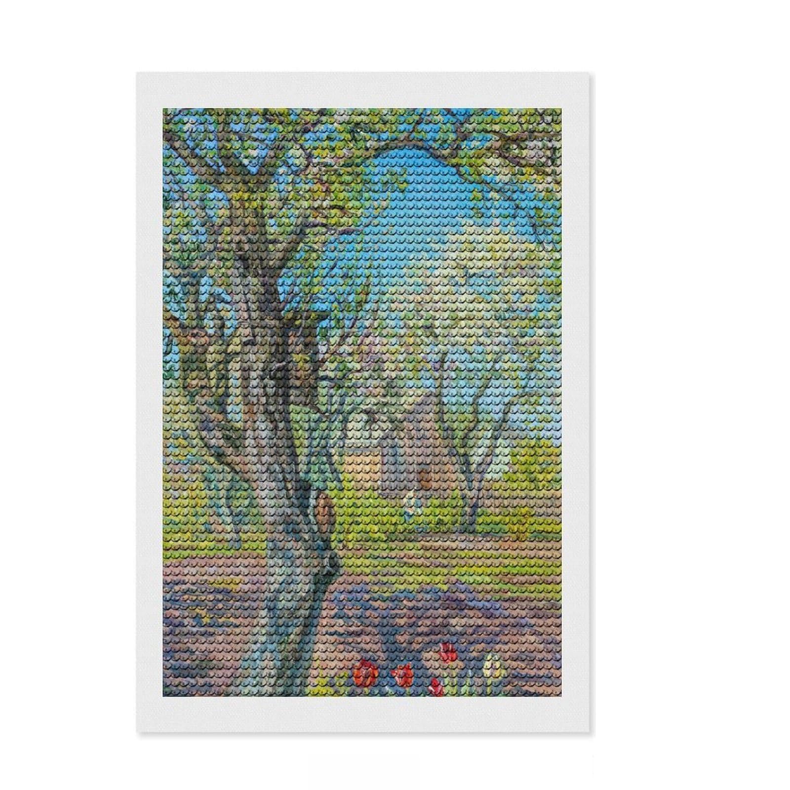 Junmoney Wildflower Field at Dawn Full Drill Diamond Painting Kit 8"x12", for Family Craft Time, Full Kit Included, Office Decor, Christmas Gift