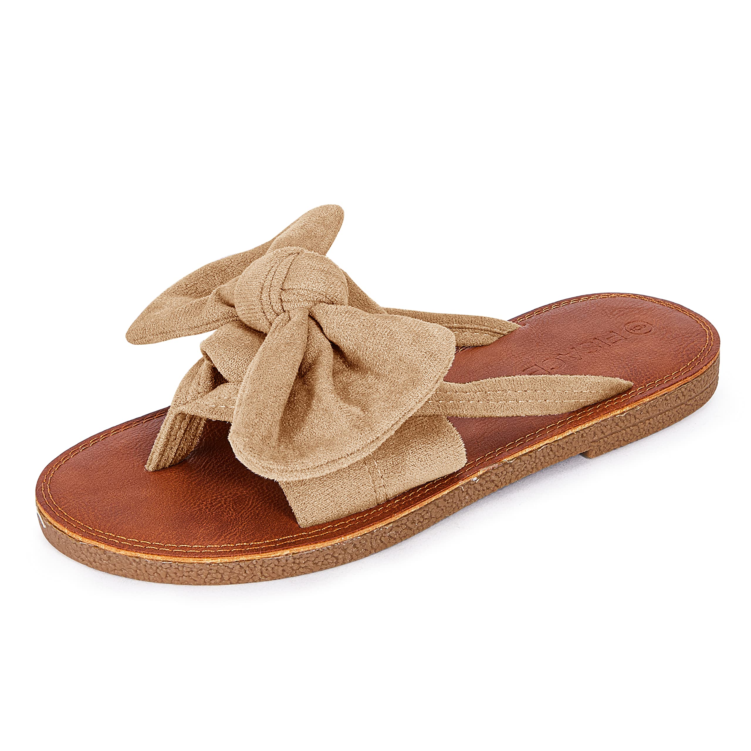 FISACE Womens Slip On Flip Flops Ring Toe Strappy Summer Gladiator Flat Sandals