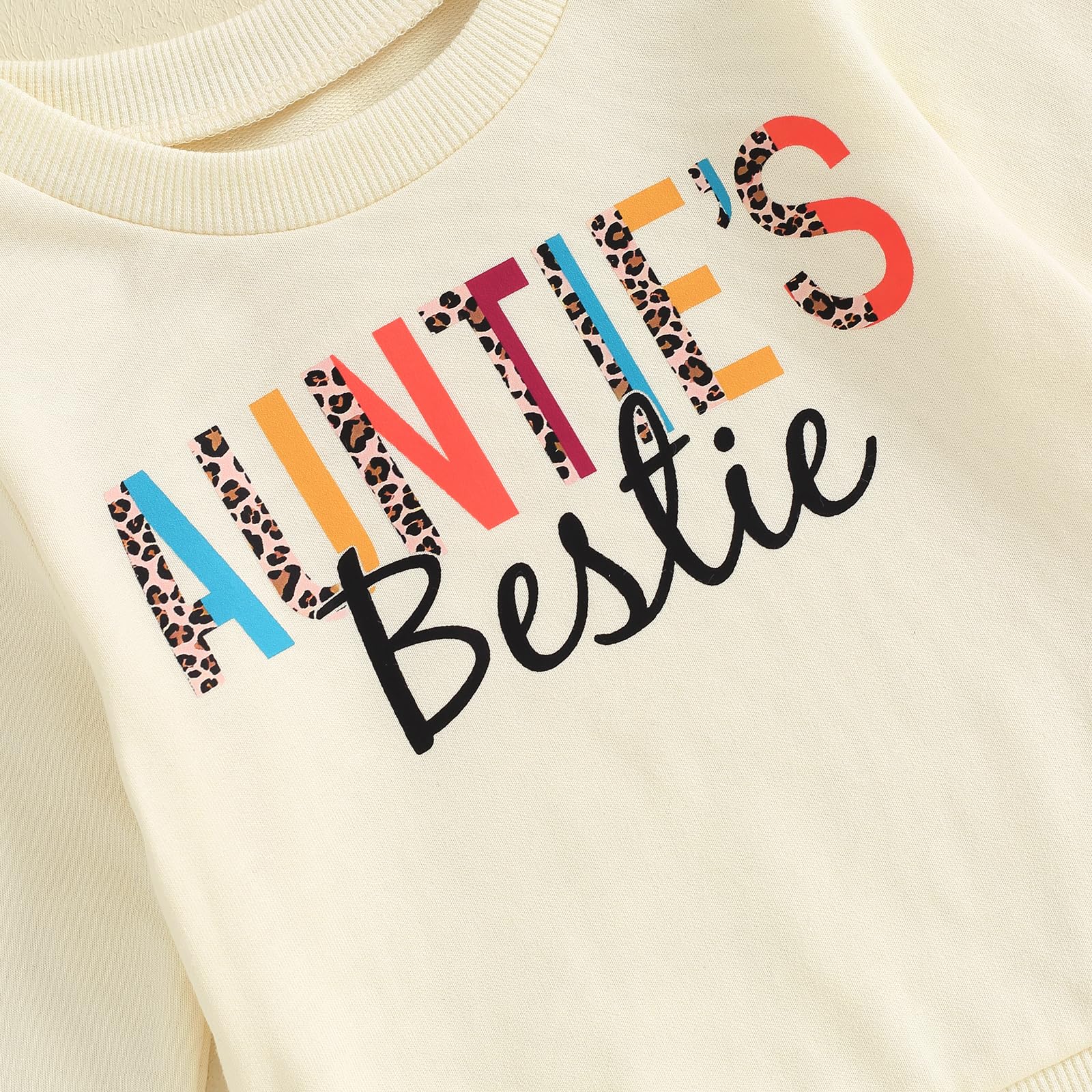 Ropa de bebé niña pequeña sudadera con estampado de tías y cuello redondo para niños, ropa de otoño e invierno