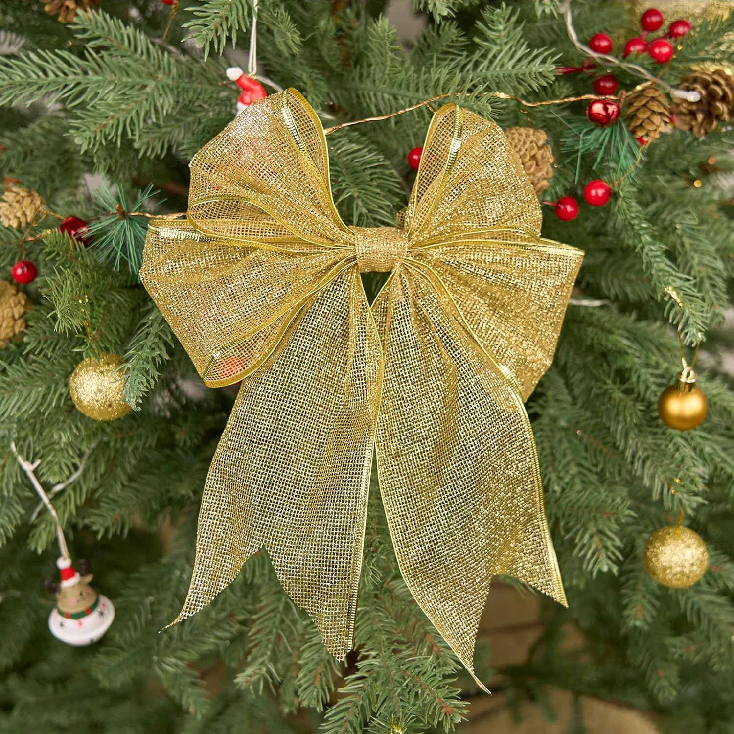 PAPER FAIR 1ロール 幅4インチ 10ヤード ゴールドグリッター ワイヤーリボン メタリックゴールドメッシュ ワイヤーエッ