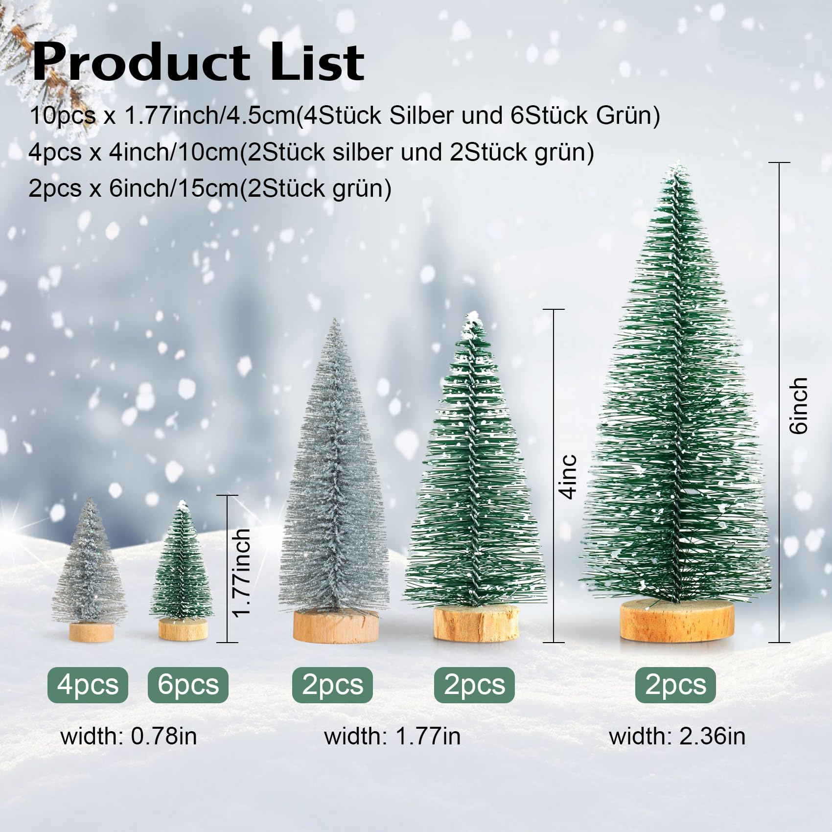 Mini albero di Natale verde – Mini albero di Natale artificiale 10 cm/15 cm/20 cm, piccola decorazione natalizia per la tavola