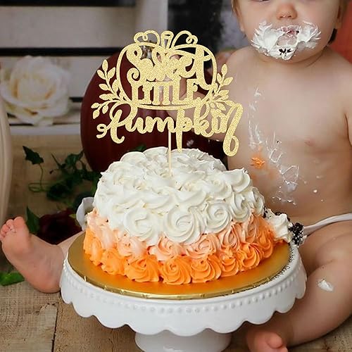 Miniatura 7 de Gyufise 1 pieza de decoración de pastel de calabaza dulce con purpurina con temática de otoño, decoración para baby shower, niños, cumpleaños,