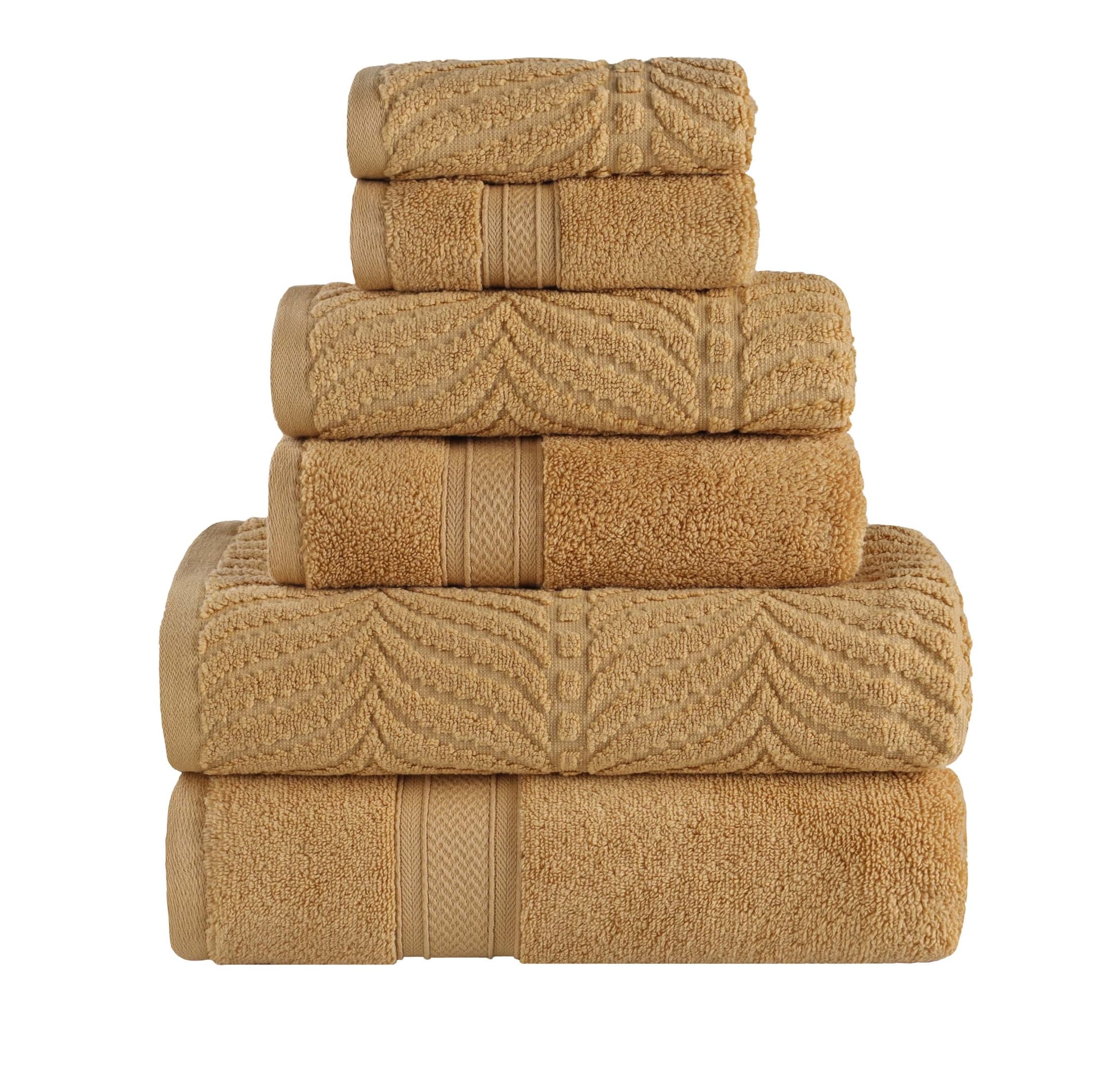 Superior Cotton Chevron 6 Piece Assorted Towel Set, Zero Twist, Quick Dry, Home Essentials, Shower, Spa, Luxury Plush Soft Absorbent Towels, Includes