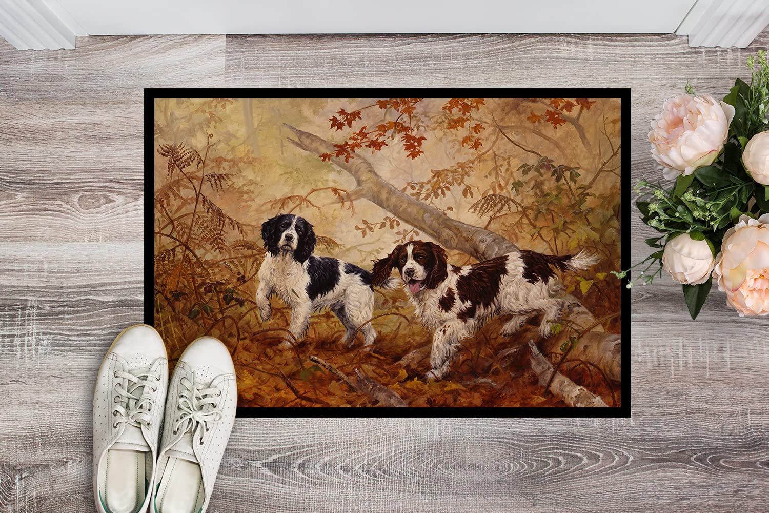 Caroline's Treasures HEH0139JMAT Springer Spaniels by Elizabeth Halstead Doormat 24x36 Front Door Mat Indoor Outdoor Rugs for Entryway, Non Slip Washable Low Pile, 24H X 36W