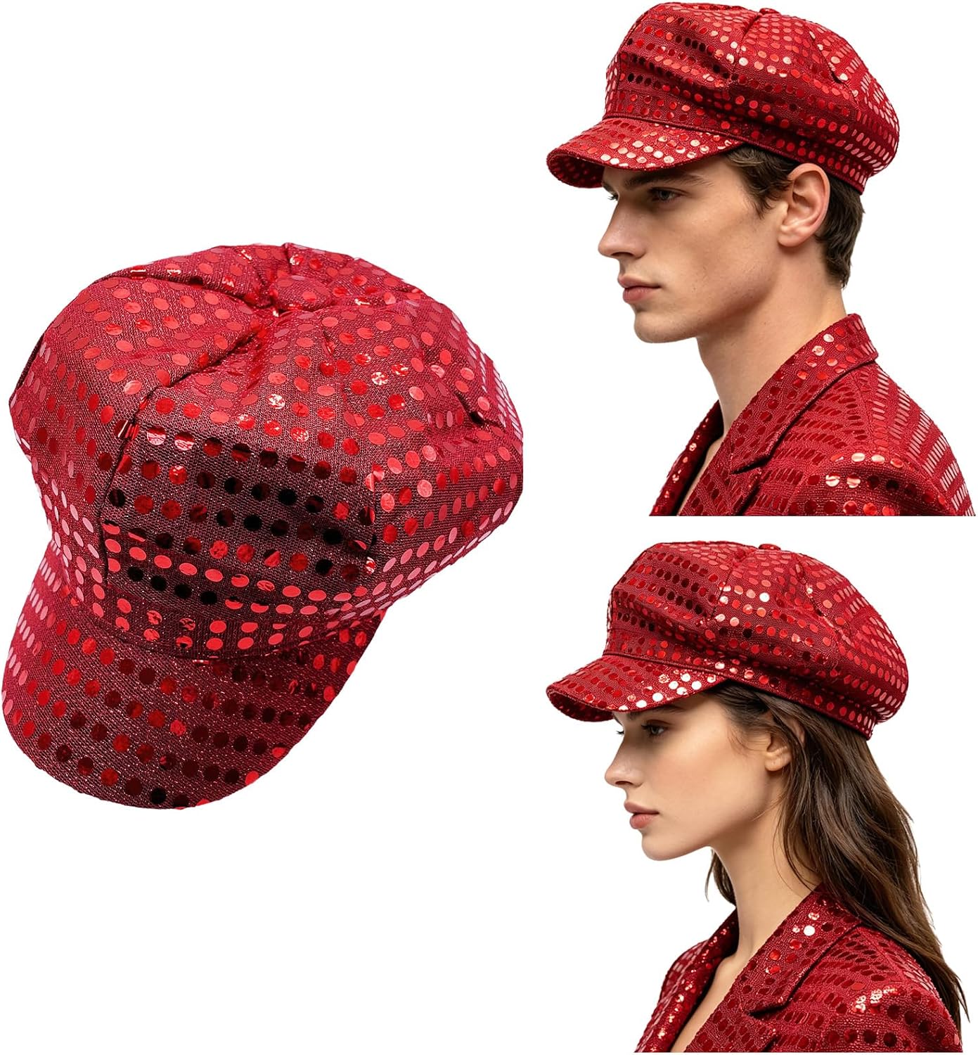 Womens Bling Cap Glitter Sequin Hat for Rave Carnival Event Topper Blink Adornment Cosplay Accent