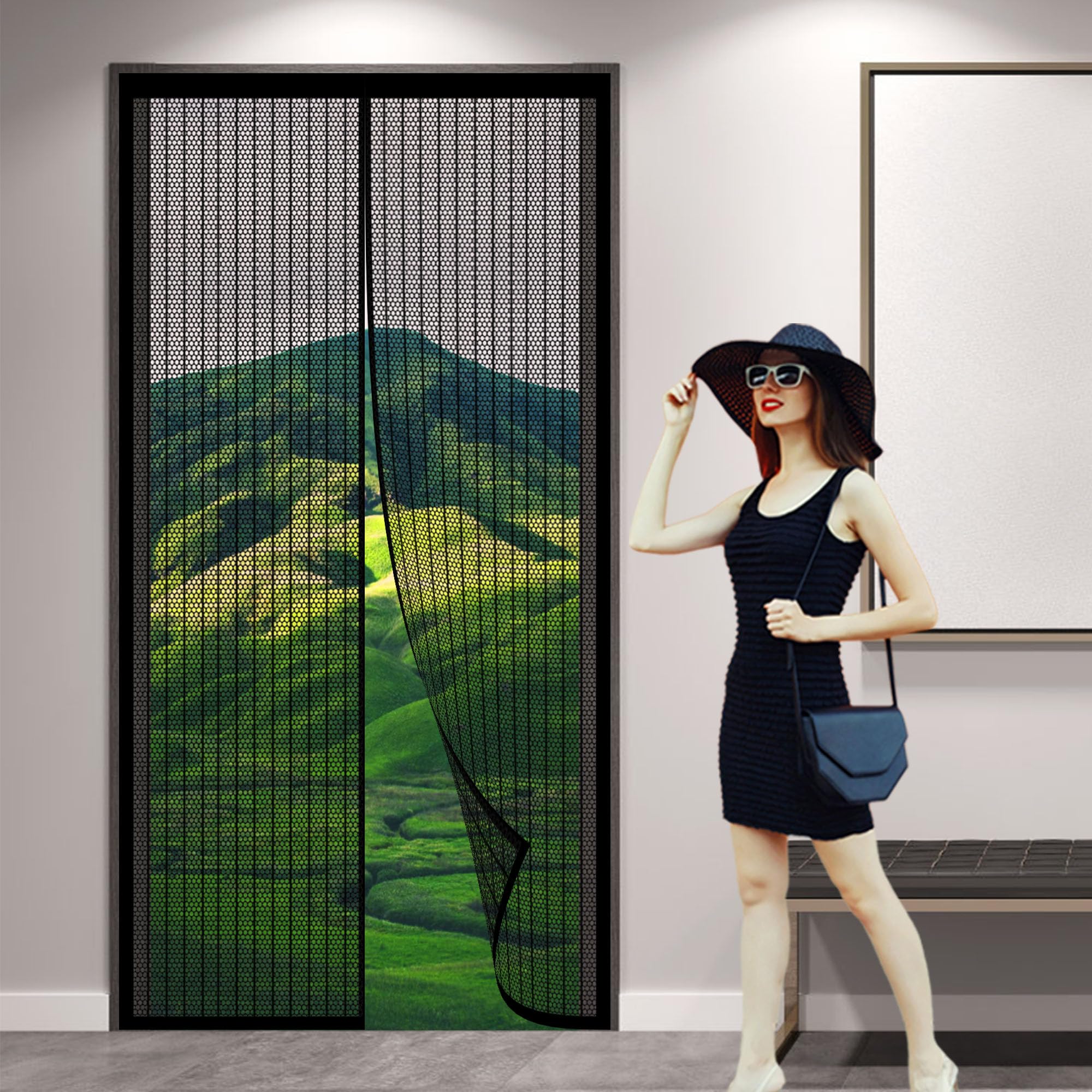 Rideau moustiquaire 91 x 230 cm en maille ultra fine noire haute résistance