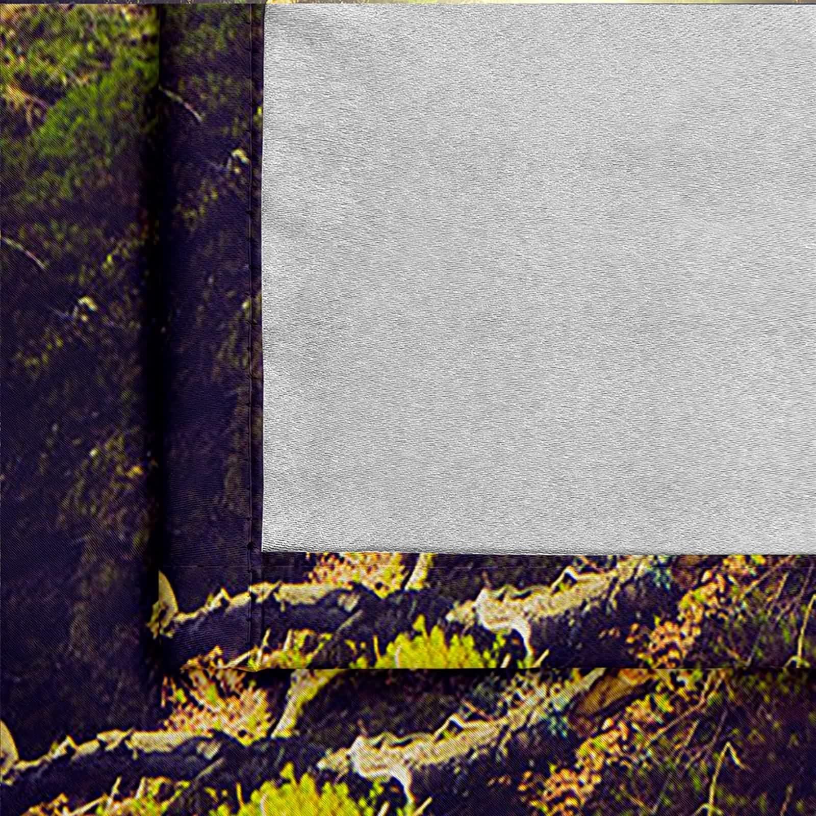 Rideaux Verts, Rideau Cuisine Long Polyester Les Arbres et La Lumière du Soleil 132L x 160H CM Lot de 2