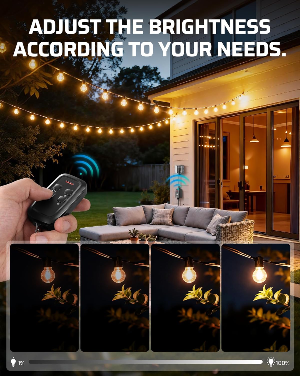 DEWENWILS Wi-Fi Matter Smart Dimmer Plug, Outdoor Dimmer for String Lights, Works with Alexa, Google Home, SmartThings, 100FT Remote, for 150W Dimmable LED/300W Tungsten Bulbs 7 81CgpRZ+ZGL. SL1500