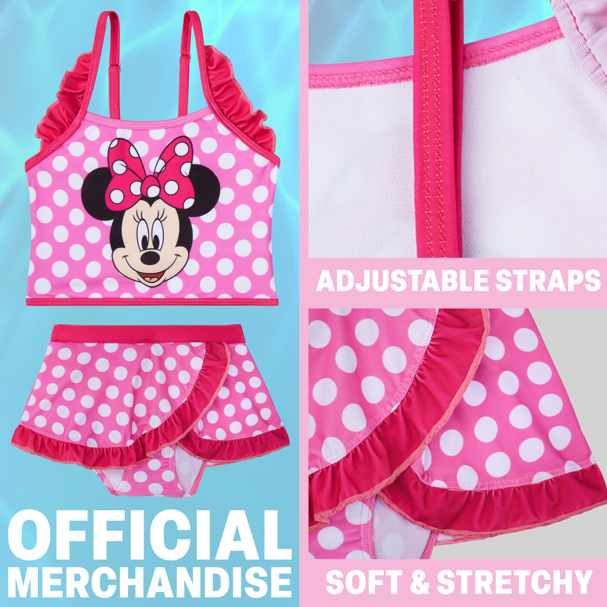 Get Trend Disney Stitch | Minnie Mouse Bikini Bambina Set, Costume Piscina Bambina Due Pezzi con Balze e Cinturino Regolabile, Estivo Regalo Ragazza