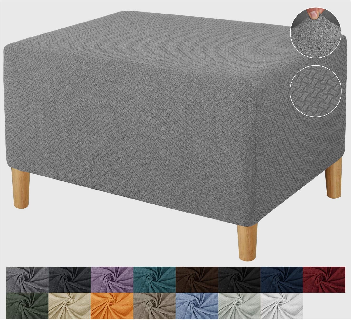 JIVINER Super Stretch Rectangle Ottoman Slipcover Oversized Soft