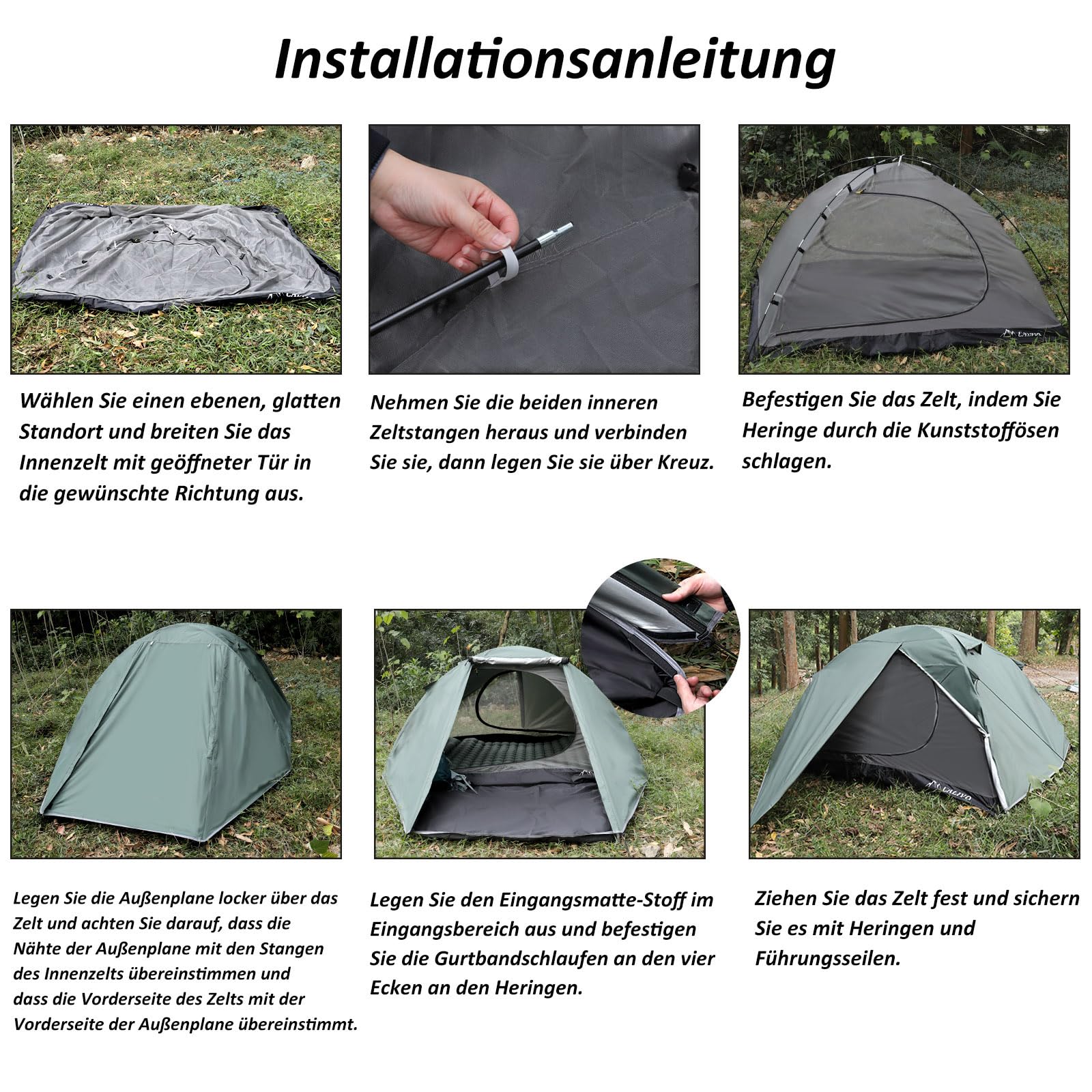 2 Personen Campingzelt – leichtes Kuppelzelt, wasserabweisend und Winddicht, schneller Aufbau, mit Packsack, für Camping, Wandern und Trekking