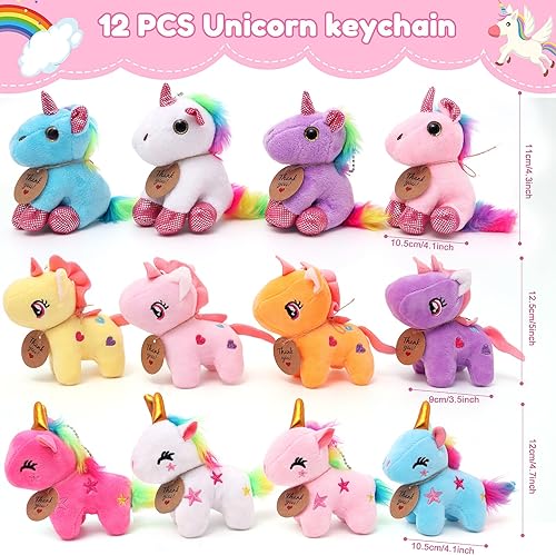 Miniatura 4 de Recuerdos de fiesta de unicornio, animales de peluche de unicornio para niñas, mini animales de peluche, llavero de peluche a granel, regalos de