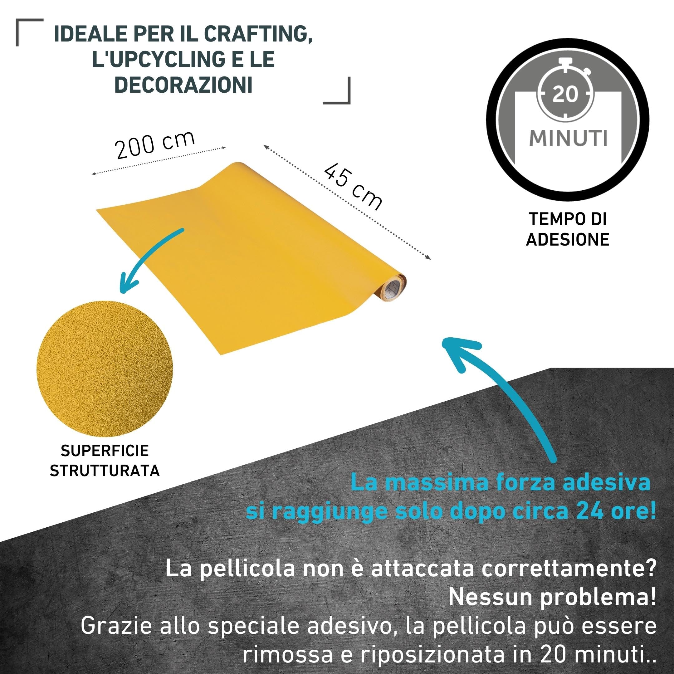 Pellicola Adesiva Greenline Venilia - Giallo Chiaro 67,5x200cm | Carta Da Parati Mobili Fai Da Te - Foto 5