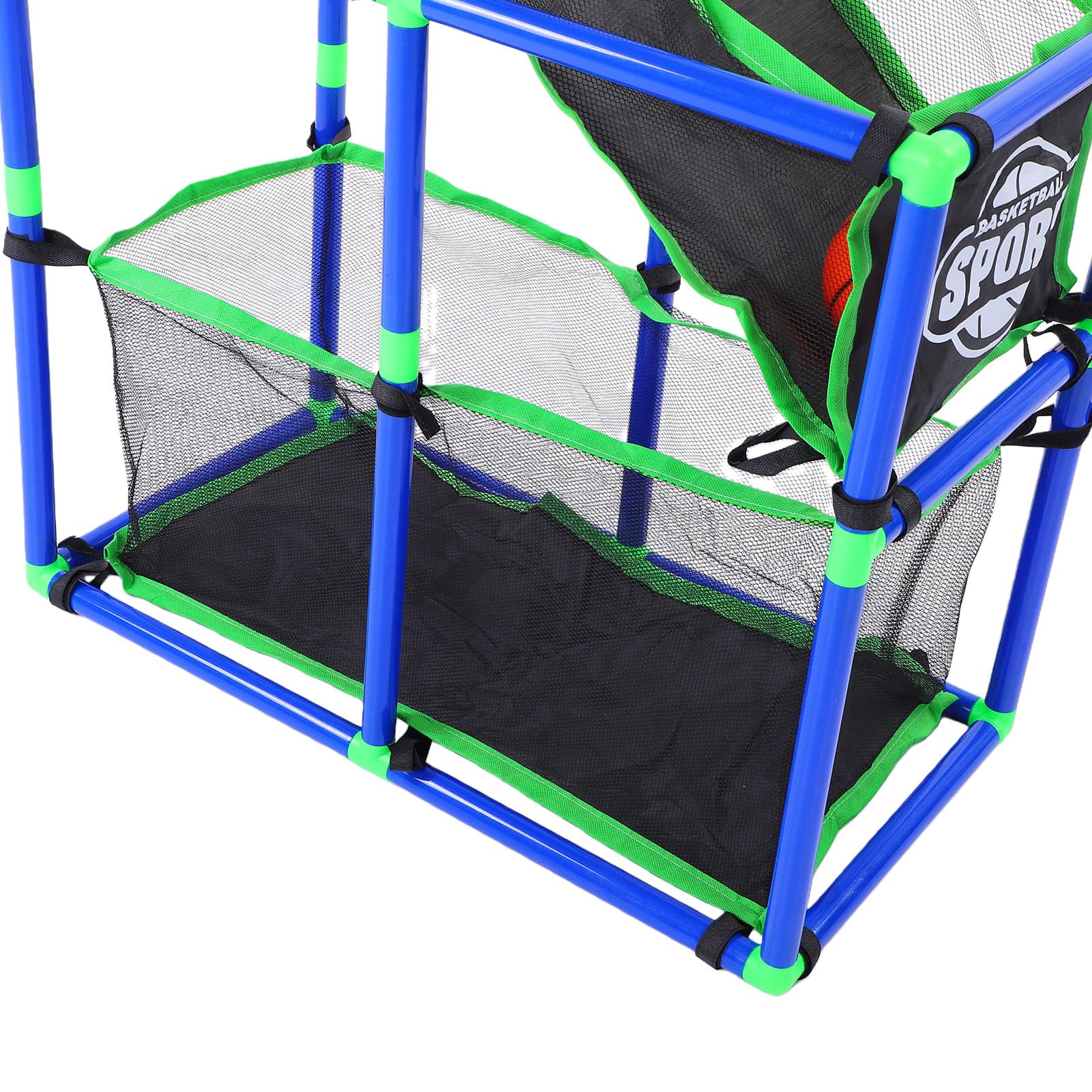 Alomejor Basketballspiel-Set, Basketballkorb aus Kunststoff mit 4 Bällen und Luftpumpe, 67 X 36 X 128 cm, Einfach Aufzubauendes Basketball-Set für Drinnen und Draußen, für, Spielzimmer,