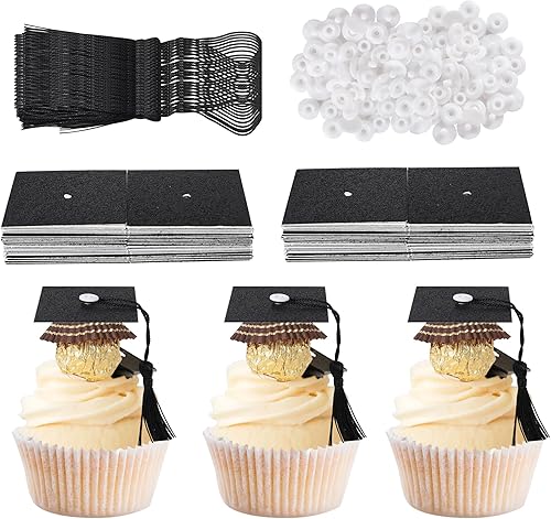 Miniatura 295 de Paquete de 24 adornos dorados para cupcakes de graduación 2025 con purpurina So Proud of You Done Diploma Graduation Cap Cupcake Picks Class of 2025
