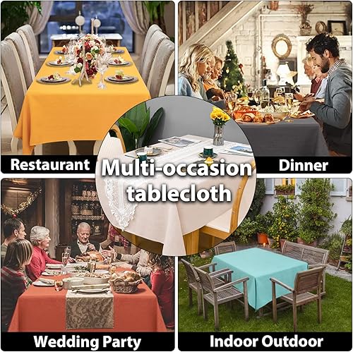 Miniatura 7 de Mantel de lino gris de 57 x 71 pulgadas, mantel rectangular con efecto loto, antiencogimiento, suave y resistente a las arrugas, impermeable, color