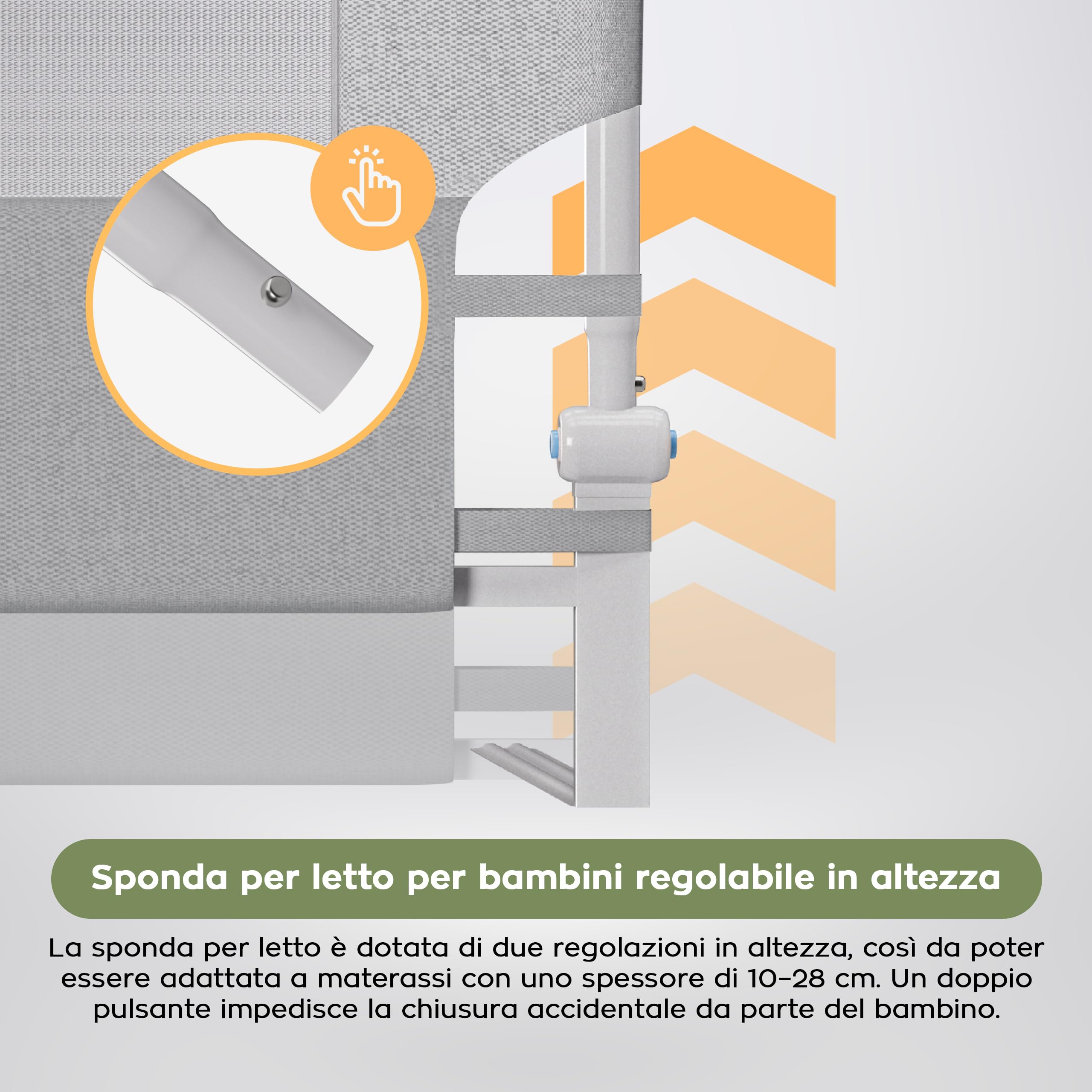 TULANO Cover 30 Barriera di sicurezza per letto 200 cm - Pieghevole a 180° | per materassi da 10 a 28 cm - con tessuto traspirante e angoli arrotondati - facile da montare - per bambini - bianco
