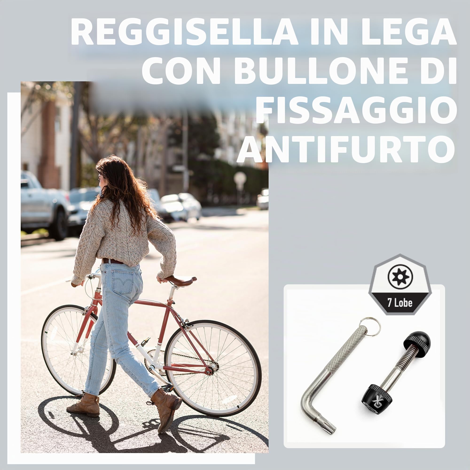 ONIPAX Bullone di bloccaggio antifurto in lega per reggisella da bicicletta