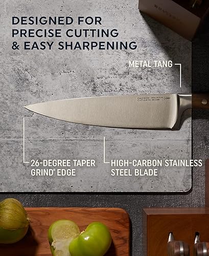 Miniatura 3 de Chicago Cutlery Racine - Juego de 12 cuchillos de cocina de bloque de madera, juego de bloques de cuchillos de acero inoxidable, cuchillos para